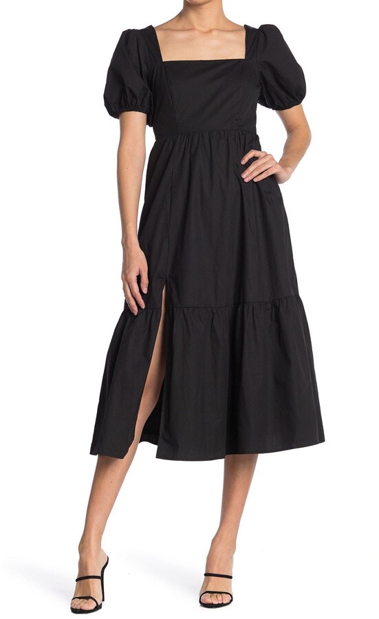 Astr the label astr poplin puff sleeve tiered midi dress Clearance