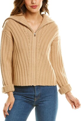 Vince Rib Transfer Zip-Up Wool-Cashmere Cardigan - ShopStyle