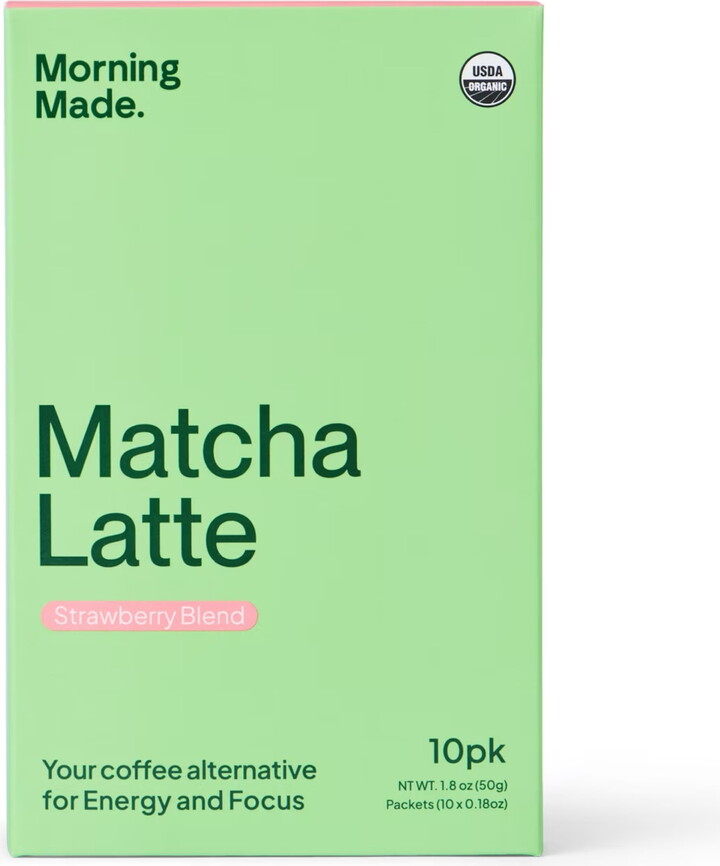 Matcha Made. Morning Made Ceremonial Grade Organic Matcha Latte Powder, Strawberry, 10 Pack (0.18oz ea)