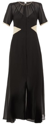 Loretta Caponi Loretta Caponi - Lili Satin-trimmed Silk-georgette Dress - Black