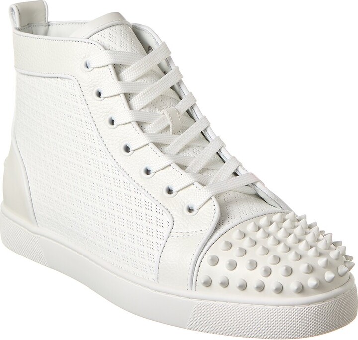 Christian Louboutin Gold/White Leather Louis Spikes High Top Sneakers Size  41 Christian Louboutin