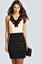 Thumbnail for your product : boohoo Cara Contrast Top Velvet Applique Detail Dress