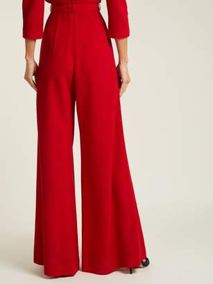 Lanvin High Rise Wool Crepe Tailored Trousers - Womens - Red