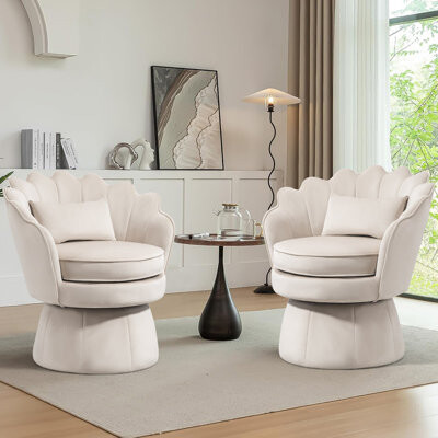 Upholstered Velvet Swivel Barrel Accent Chair