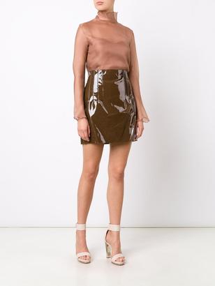 Nina Ricci varnished effect a-line skirt - women - Silk/Leather - 40