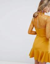 Thumbnail for your product : ASOS Delicate Lace & Scuba Ruffle Shift Mini Dress