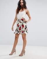 Thumbnail for your product : Missguided Printed Floral Plisse Mini Skirt With Frill Hem