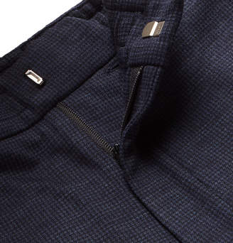 Ermenegildo Zegna Navy Slim-fit Tapered Puppytooth Techmerino Wool-jersey Suit Trousers - Navy