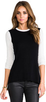Thumbnail for your product : Autumn Cashmere Hi Lo Color Block Button Back Sweater