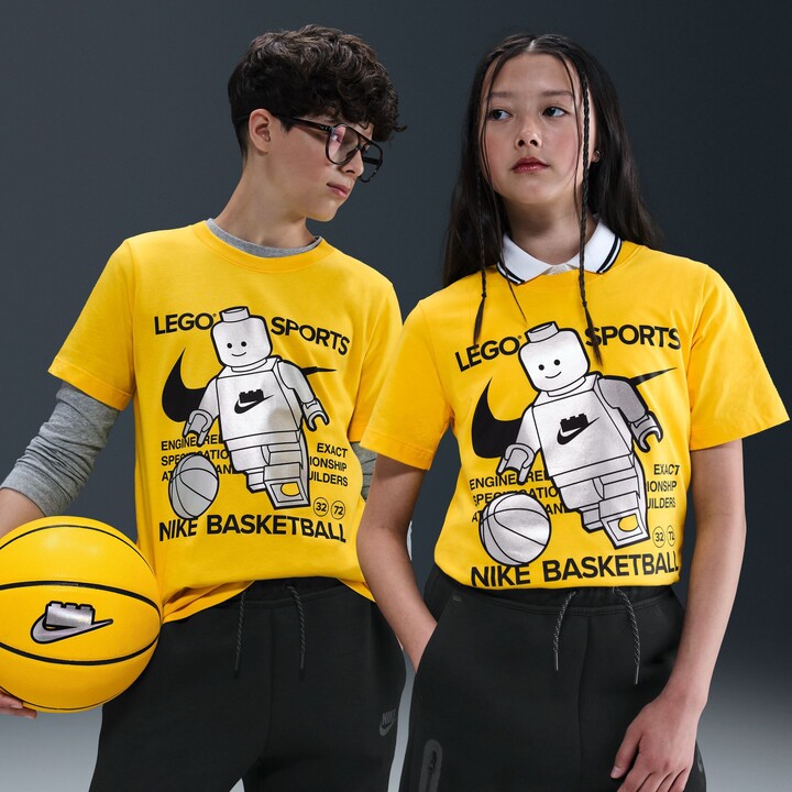 Nike x LEGO Kids' Basketball T-Shirt, Small, Tour Yellow