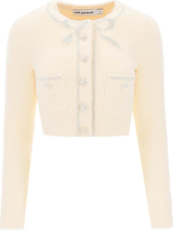 SelfPortrait beaded cropped cardigan ShopStyle
