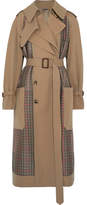 Alexander McQueen - Gabardine And Prince Of Wales Checked Tweed Trench Coat - Sand