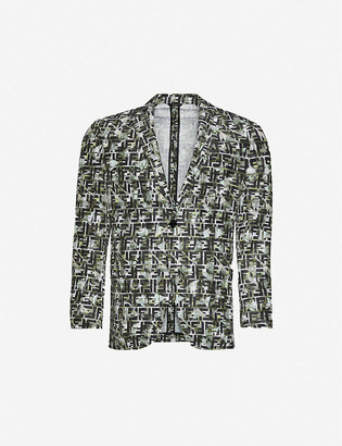Fendi Brand-pattern single-breasted woven blazer