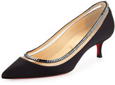 Thumbnail for your product : Christian Louboutin Paulina Red Sole Satin Low-Heel Pump, Black