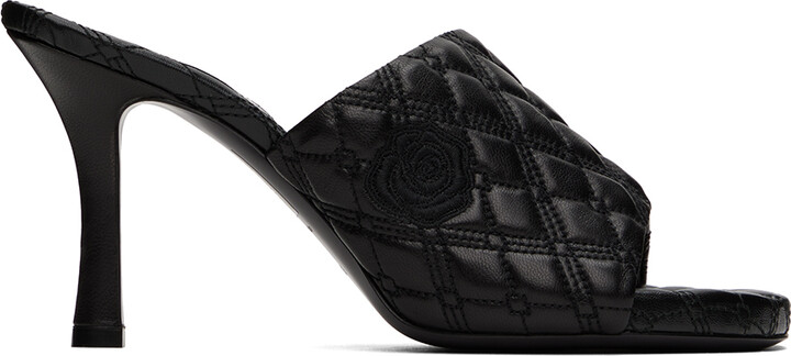 Burberry Black Leather Quilt Mules