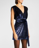 Thumbnail for your product : Halston Lennox Sleeveless Shimmer Velvet Mini Dress