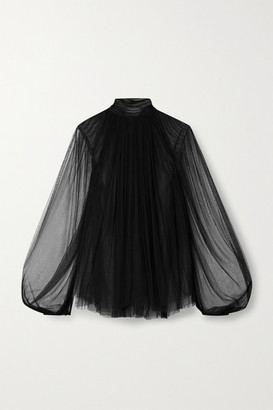 Jason Wu Collection Gathered Silk-blend Tulle Top - Black