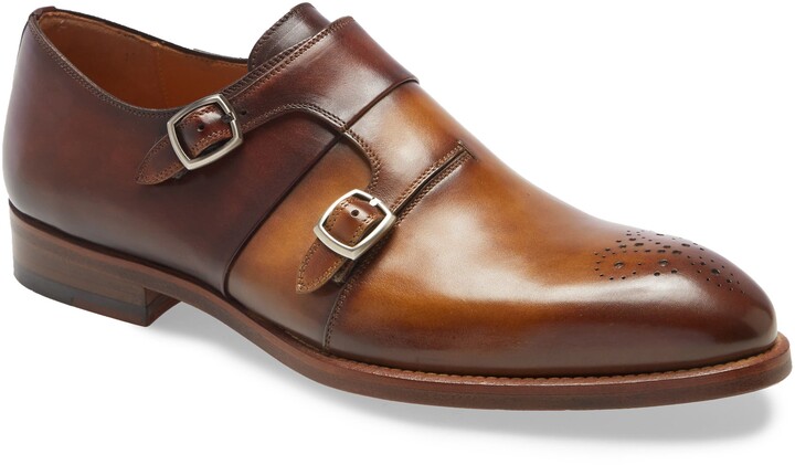 magnanni suede monk strap shoes