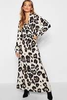 Thumbnail for your product : boohoo Leopard Print Maxi Shirt Dress
