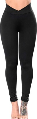 SHOPEEQ High Waist Stretch Yoga Pants for Women Fast-Drying Running Gym Sports Leggings Full Length Butt Lift Yoga Trousers. Black