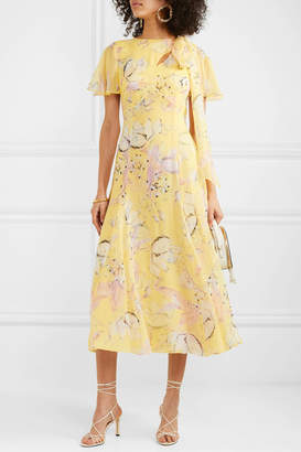 Erdem Kirstie Floral-print Silk-voile Midi Dress - Yellow