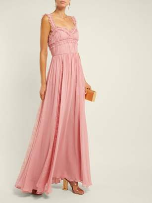 Elie Saab Lace Trimmed Silk Blend Evening Gown - Womens - Light Pink
