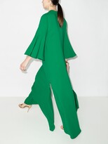 Thumbnail for your product : Oscar de la Renta Green Leaf Cutout Silk Maxi Dress