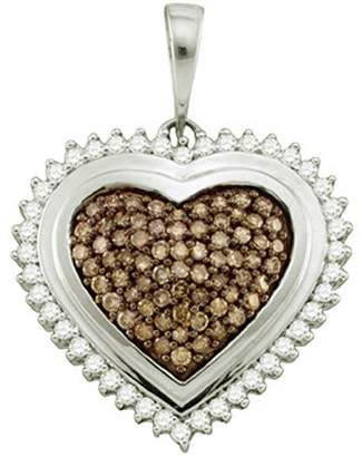 DazzlingRock Collection 1.02 Carat (ctw) 10k White Gold Round & White Diamond Ladies Heart Pendant