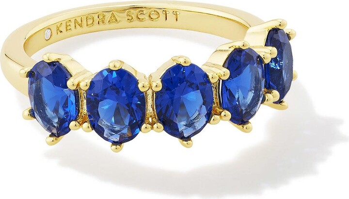 Kendra Scott Cailin Gold Crystal Band Ring in Blue Crystal | Nano Crystal | Size 6