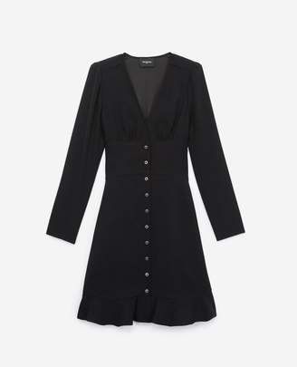 The Kooples Short buttoned black dress in crepe
