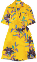 Diane von Furstenberg - Floral-print Cotton And Silk-blend Mini Wrap Dress - Marigold