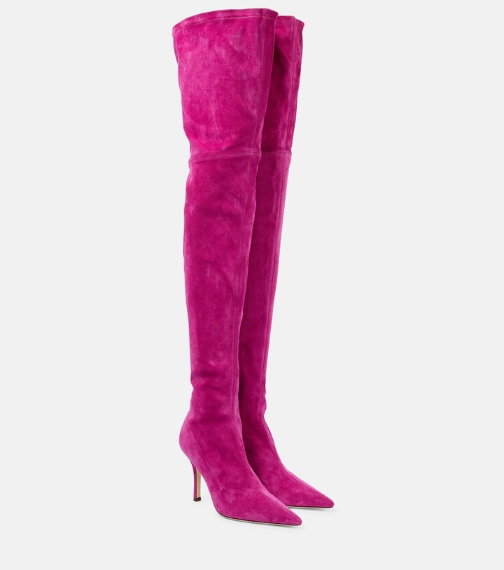 Womens Shoes Boots Over-the-knee boots Paris Texas Pink 95 Thigh-high Suede Boots in Purple 