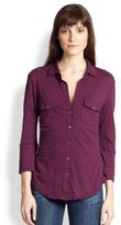 Thumbnail for your product : James Perse Jersey Button-Front Shirt