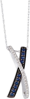 LeVian 14K White Gold 0.27 Ct. Tw. Diamond & Sapphire Pendant Necklace