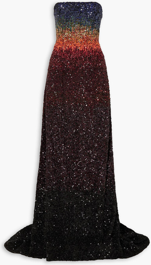 ONG-OAJ PAIRAM Barbora strapless dégradé sequined silk-satin gown