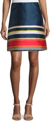 Suno Silk A-Line Skirt, Multicolor