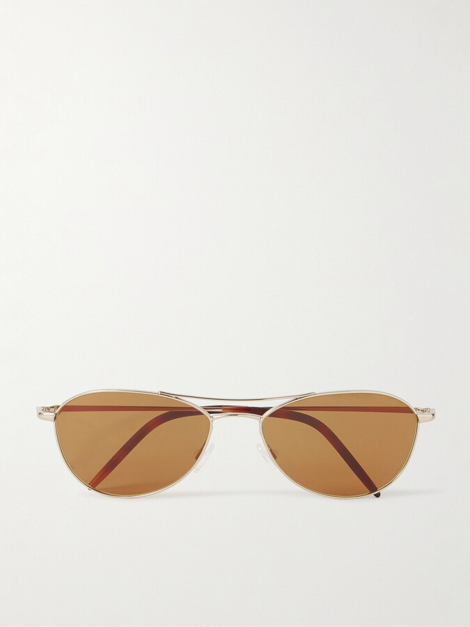 Oliver Peoples + Roger Federer R-14 Aviator-Style Gold-Tone Sunglasses