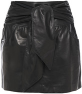 Thumbnail for your product : Brunello Cucinelli Tie-front Gathered Leaher Mini Skirt