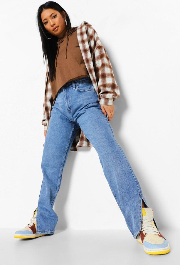 boohoo Petite Side Split Hem Jeans - ShopStyle