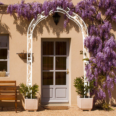 Red Barrel Studio 8 Metal Garden Archway - Cream White Improve Atmosphere Plant Support White Trellis 8 Assemble Ways Enhance Greenery