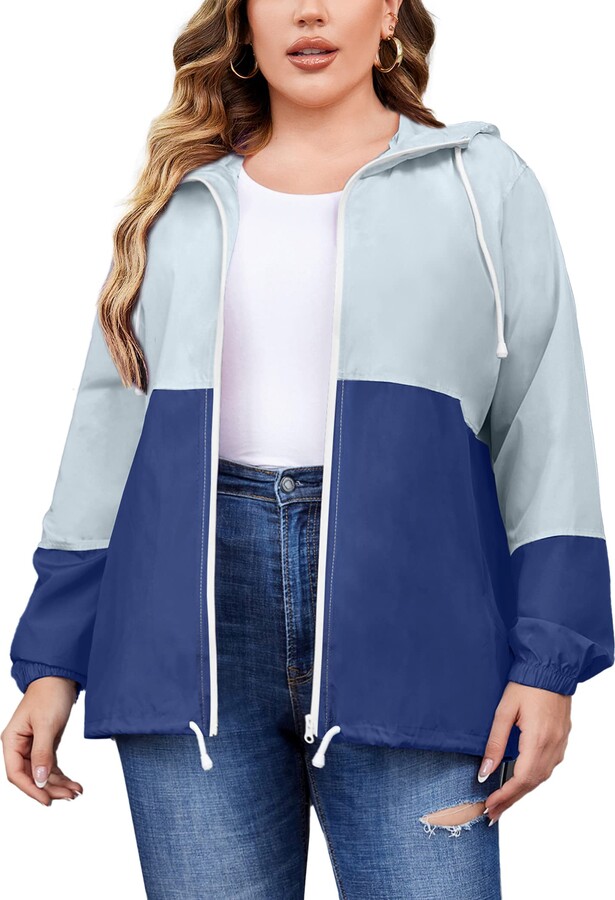 IN'VOLAND Women's Plus Size Rain Jacket Waterproof Rain Coat