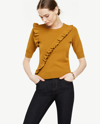 Ann Taylor Ruffle Front Sweater