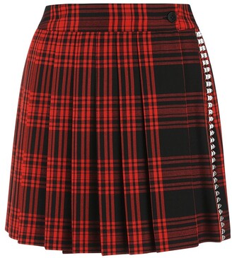 Skirts Wool Check Patterned Mini Skirt in Red P.A.R.O.S.H Womens Skirts P.A.R.O.S.H 