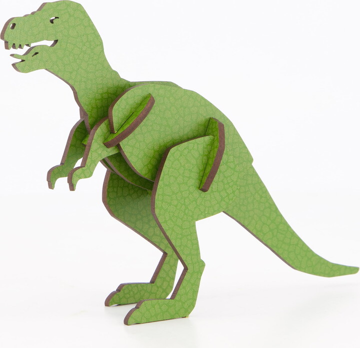 Little & Wood: Woodlet: Medium - Tyrannosaurus Rex - Green, 3D Wooden Kit-Set, Jurassic Dinosaur Puzzle, Easy Assembly T-Rex, Pop Build Fun, Ages 6+