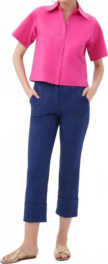 Trina Turk Komore Cropped Button-Front Top In Trina Pink