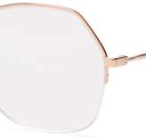 Thumbnail for your product : Stella McCartney Oversized Half Rim Metal Glasses - Womens - Light Gold