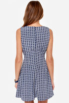 Thumbnail for your product : Moon Collection Later Skater Blue Print Dress