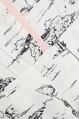 Markus Lupfer Kamile Pleated Printed Crepe Midi Dress