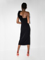 Thumbnail for your product : De La Vali Fiama feather-trim midi dress