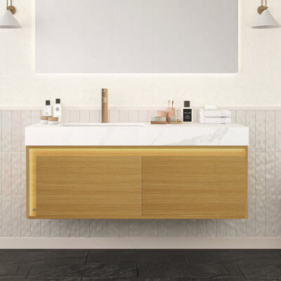 Ivy Bronx 60'' Bathroom Vanity with Sink Floating Storage Cabinet